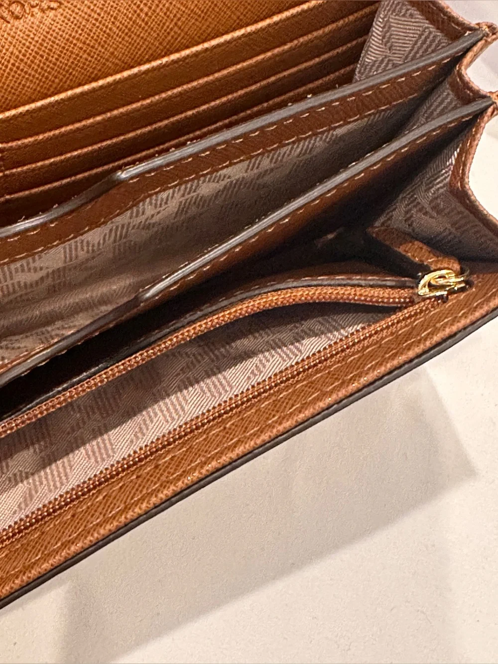 Michael Kors Brown Saffiano Leather Crossbody Wallet/ NWOT